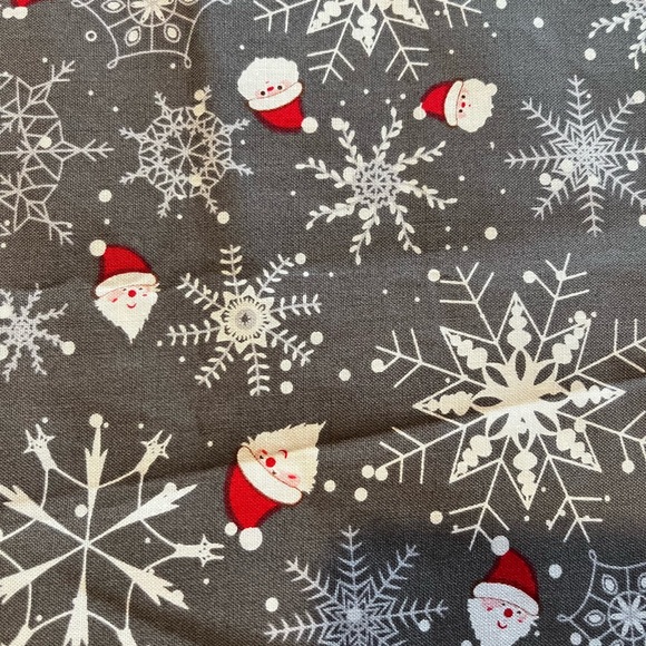 Festive Gray Santa and Snowflake Holiday Fabric - Picture 1 of 2